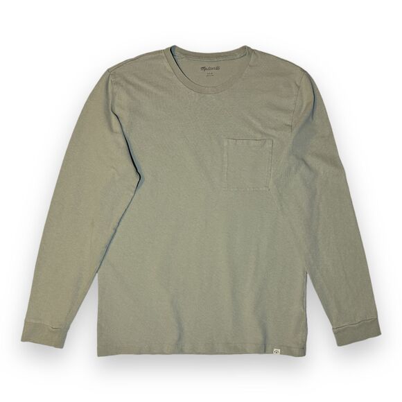 Discontinued Madewell Men's M Relaxed Organic Cotton Pocket Tee Olive Green - Picture 1 of 11